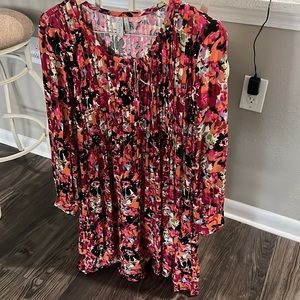 Bright flower pattered long sleeve dress